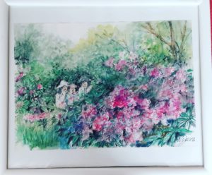 石楠花(シャクナゲ)は今年も綺麗に咲いているでしょうか？去年の絵が完成しました🎶